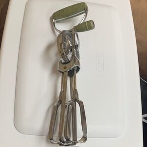 Vintage Ekco  Green Hand Mixer (stainless USA)